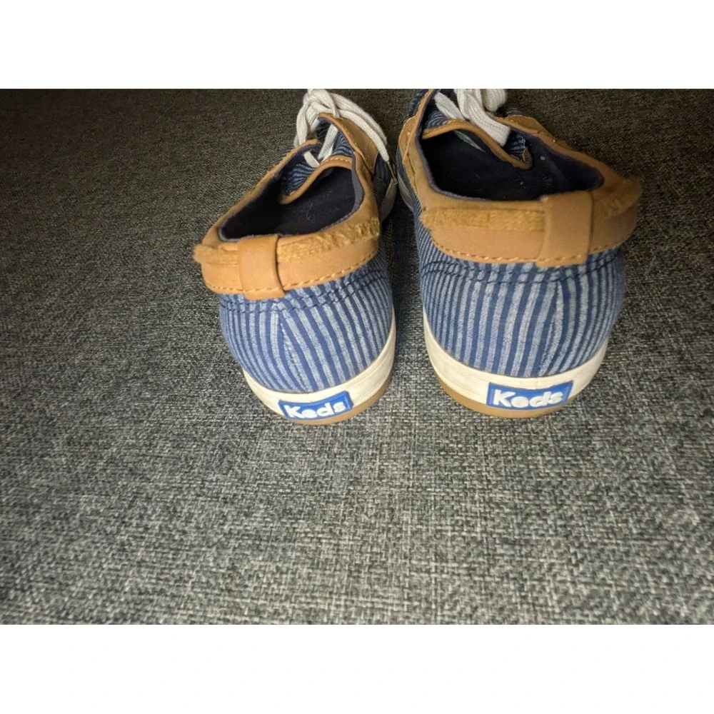 Keds Glimmer Womens Dream Memory Foam Striped Navy Blue Boat Shoes Size 8
